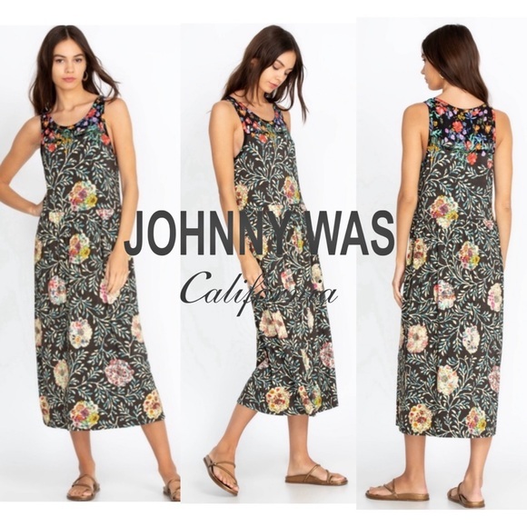 Johnny Was Dresses & Skirts - JOHNNY WAS FLORAL KASHIM EASY FIT TANK DRESS SZ L